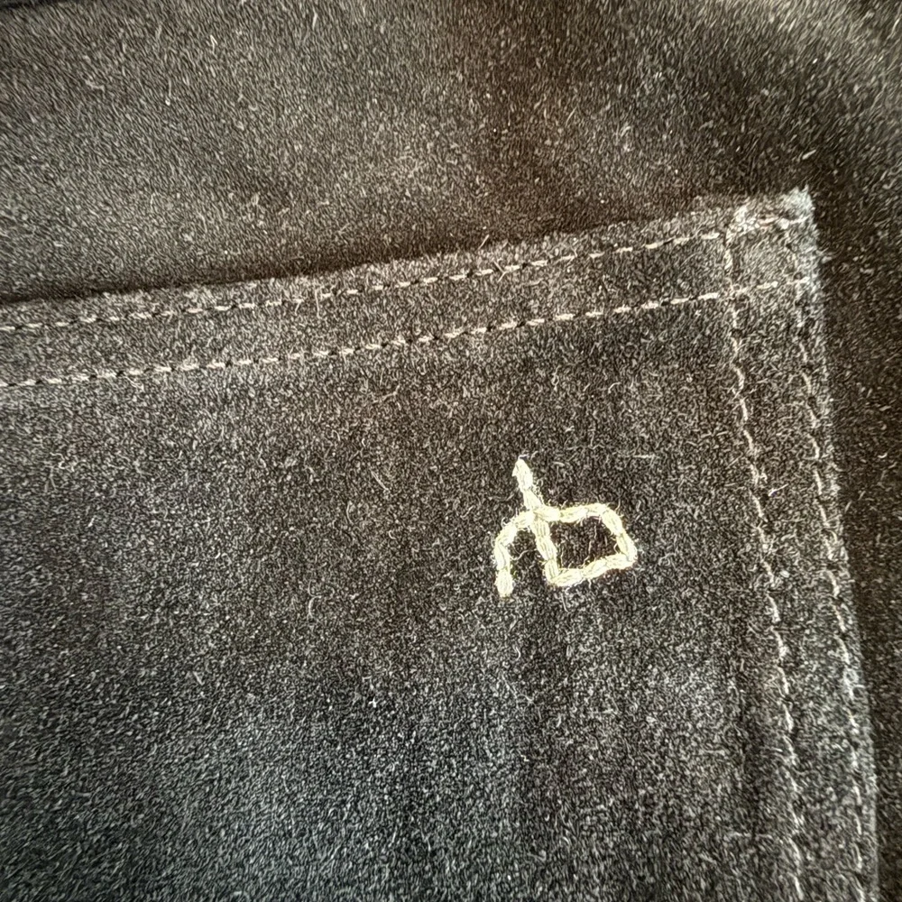 RAG & BONE Lou Short High Waist Black Genuine Suede Button Fly Shorts Size 24